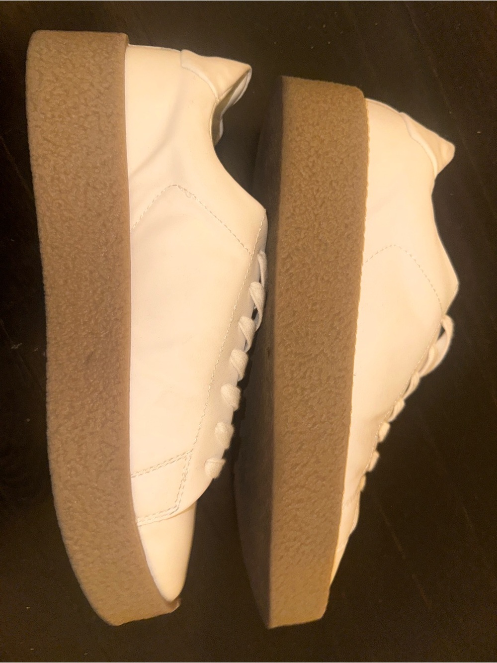 Chunky White Platform Sneakers with Brown Crepe Sole (H&M)